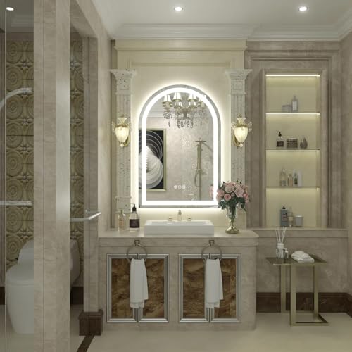 Image of 24x36 Inch Arched LED Mirror for Bathroom