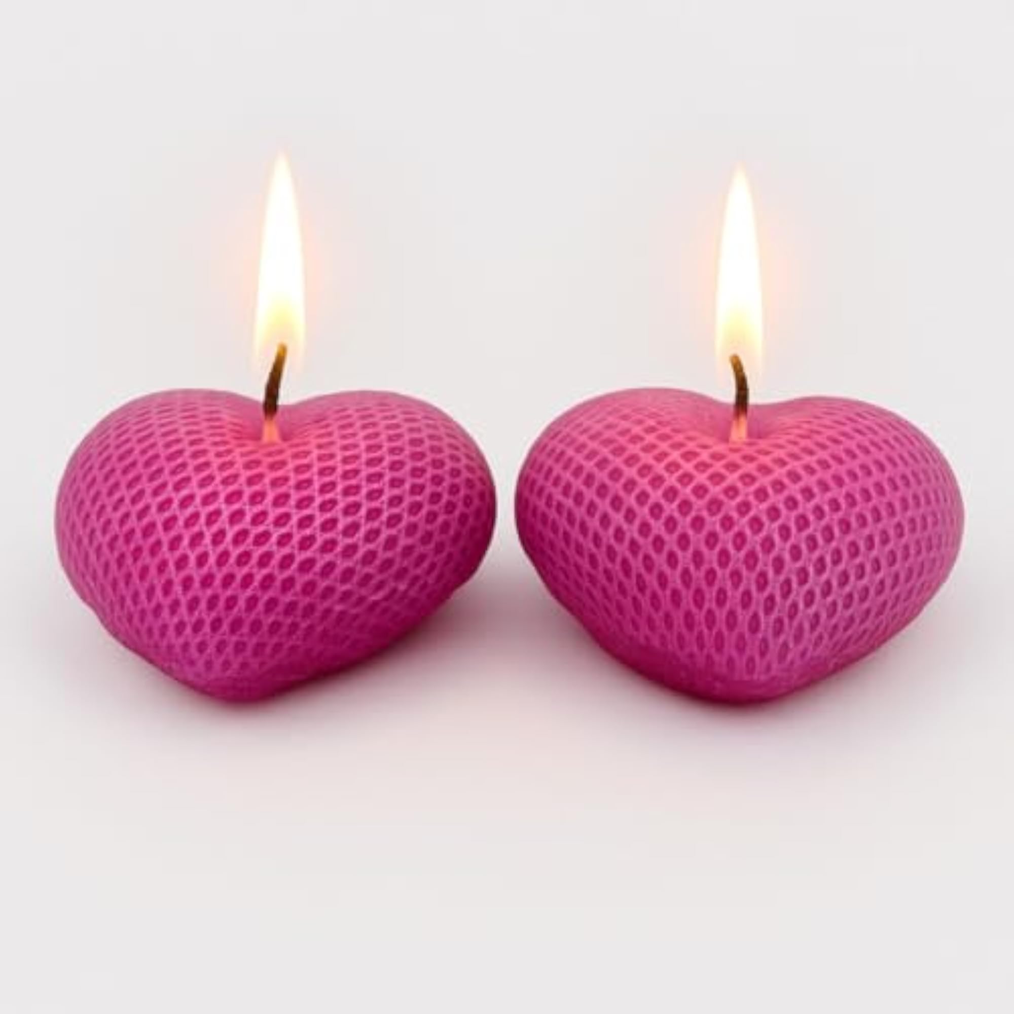 Heart Shaped Candles, Textured Honeycomb Design