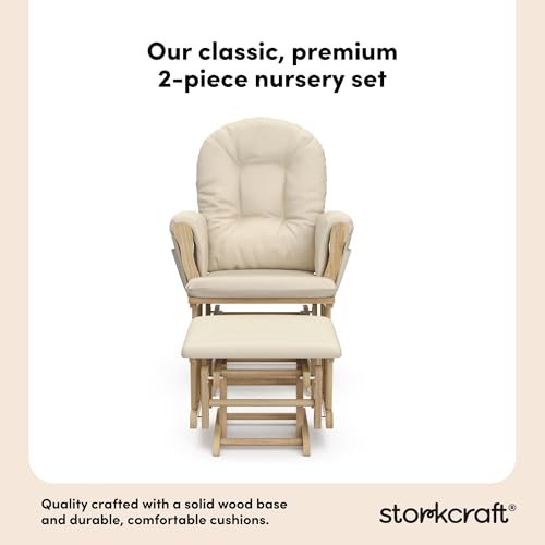 Storkcraft Premium Hoop Glider & Ottoman (Natural/Beige) — GREENGUARD Gold Certified Nursery Glider, Solid Wood Craftsmanship, Smooth-Gliding Nursery Chair and Ottoman, Award-Winning - Image 7