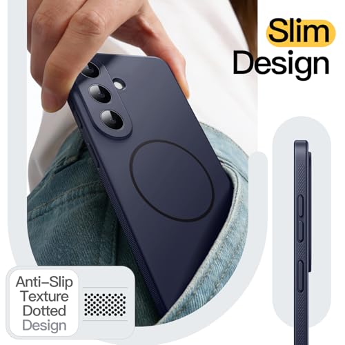 Image of JETech Slim Cover Case for Samsung Galaxy S26 Plus, Compatible with MagSafe, Anti-Slip Grip & Full Camera Lens Protection, Soft TPU Protective Phone Cover, Shockproof (Deep Blue)