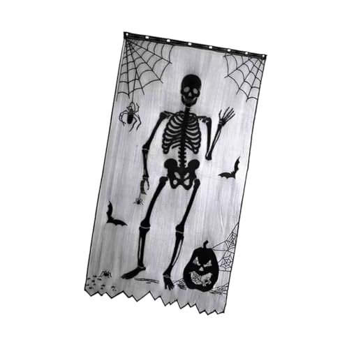 PRETYZOOM per Porta in Pizzo con Ragnatela E Pipistrello Scheletro di Halloween Dacoratin per Soggiorno Balcone Decorazione