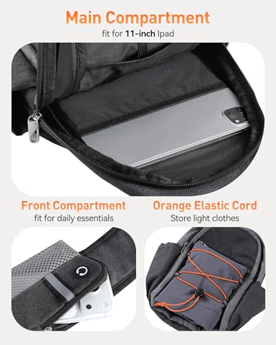 Bolso tipo sling para hombre y mujer, gris miniatura 3