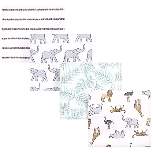 Image of Hudson Baby Unisex Baby Cotton Flannel Receiving Blankets, Modern Neutral Safari, One Size