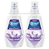 Crest Mouthwash/Mouth Rinse, 3D White Brilliance Whitening, Alcohol Free, Clean Mint, 2x1L (33.8 fl oz)