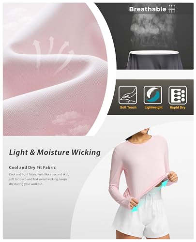 Image of Soothfeel Lightweight Long Sleeve Workout Tops for Women Gym Running Shirts | Quick Dry, Breathable, Moisture Wicking, UPF 50+ Sun Protection, Athletic Shirts for Running, Gym, Exercise, Yoga, Hiking
