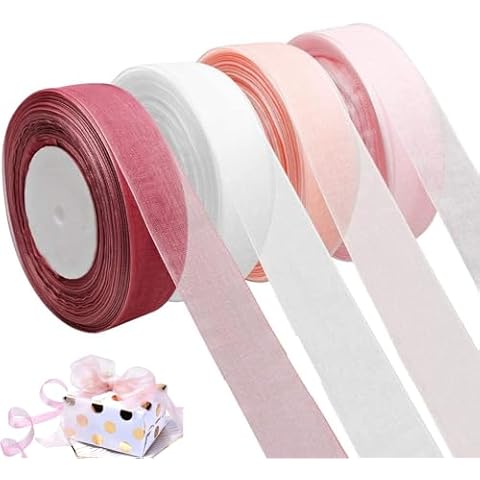 4 Rolls of Mystiqut Sheer Organza Ribbon Cover