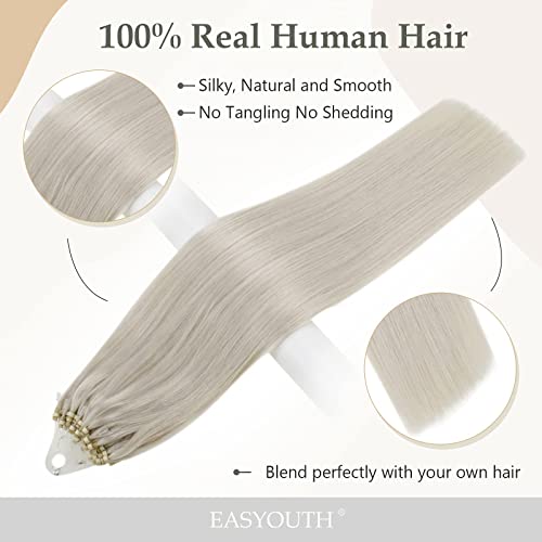 Easyouth Micro Ring Hair Extensions Human Hair Blonde Micro Bead Hair Extensions Real Human Hair White Blonde Microlink Hair Extension Human Hair for Short Hair 14 Inch 50g 50s - Image 2
