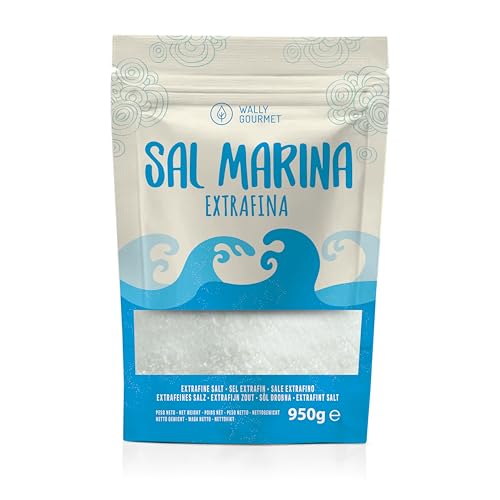 Sal Marina 100% Natural - Sal Mineral de Mar, Ecológica, de Alta Pureza, Perfecta para Cocina - Sal Marina Premium. Sal de Mar Natural Origen: España. Sal (950g (Pack de 1), Extra-Fina)