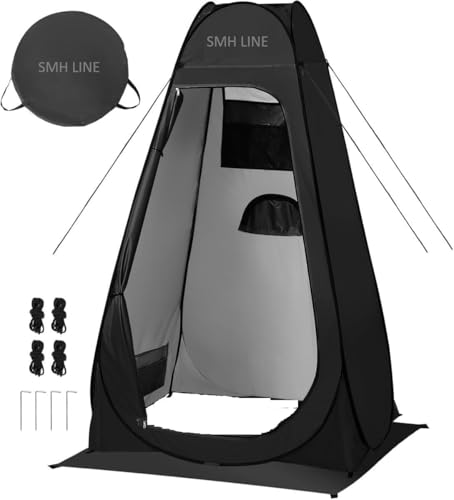 SMH LINE Tente de toilette pop-up, tente de vestiaire, tente d'appoint, tente de douche, avec protection UV, polyester imperméable, fenêtre et sac de...