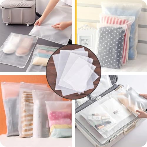 Zip Beutel Wasserdicht 34 Stück Zipper Beutel Bikini Bag Gefrostet Ziplock Zip Tüten Bag Plastikbeutel Kleiderbeutel Aufbewahrungsbeutel für Unterwäsche Handtuch Schuhe Kosmetik (5 Größen)