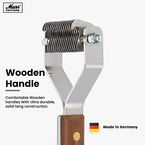 Mars Coat King De-Matting Undercoat Grooming Rake Stripper Tool for Dogs and Cats, Stainless Steel with Wooden Handle for Thick Coats, 16-Blade Stripper for Groomers, Pet Owners