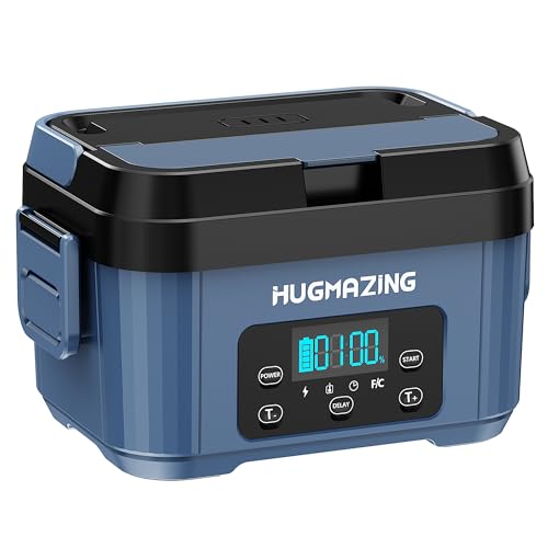 Hugmazing Cordless Electric Lunch Box for Adults, Men & Women – Rechargeable Self-Heating Food Warmer with 1100ML SS Container, Battery-Powered Heated Lunch Box, Perfect for Work and Travel Use