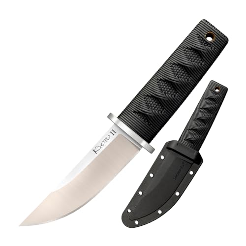 Image of Cold Steel Kyoto II 3-3 /8 inch Durable Compact 8Cr13MoV Stainless Steel Fixed Blade Drop Point Outdoor Hunting Utility Knife, 3 3 /8 inch Textured Kray-Ex Handle, Sheath Included