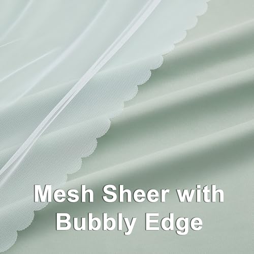 Image of Bujasso Aqua 80% Blackout Curtains with Sheer Overlay Mix and Match Double Layer Thermal Insulated Window Panels 63 inch for Living Room Bedroom Mint Green Drapes with Tiebacks Grommet Top 37 inchWx63 inchLx2