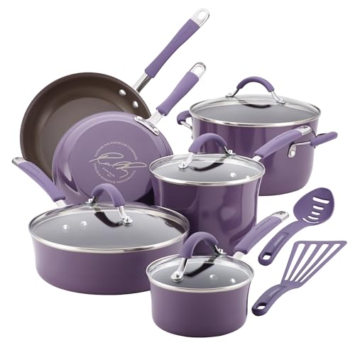 Rachael Ray Cucina Nonstick Cookware Pots and Pans Set,...