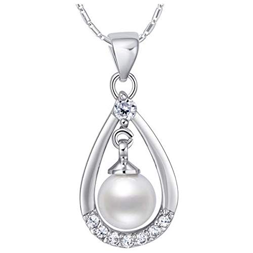 Pendentif goutte et ensemble bijoux perles naturelles en argent 925 anti-allergie