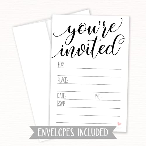 Classic Script Invitations (20 Count) with Envelopes - Sweet Heart Design - Thumbnail 3