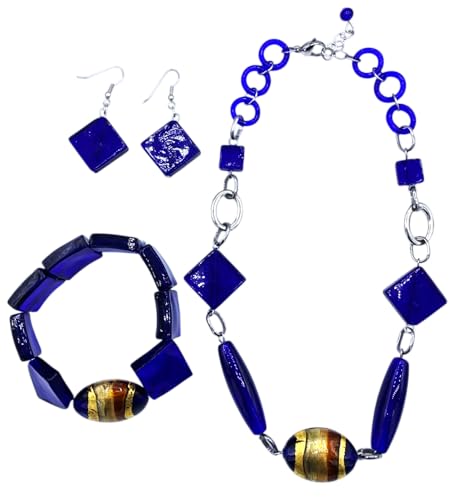 Set de cristal murrina de Venecia azul VR078 un regalo distinguido de boda y aniversarios