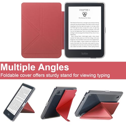 Funda Kobo Clara 2E Slimshell en piel sintética roja premium 4