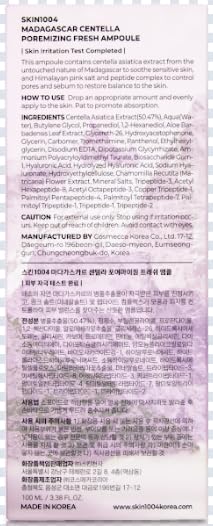 SKIN1004 Madagascar Centella Poremizing Fresh Ampoule 100ml and Poremizing Quick Clay Stick Mask - Image 9