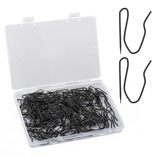 100 Pack Black Metal Curtain Hooks Pin-On Drapery Hooks Suitable for Window Door Shower Curtain