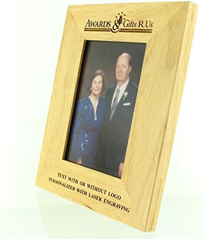 SHOP AWARDS AND GIFTS Wooden Picture Frame for Family Photo, Alderwood, Holds 3-1/2 x 5 Inch Photograph, 7-1/2 x 5-7/8 Inch, Personalized