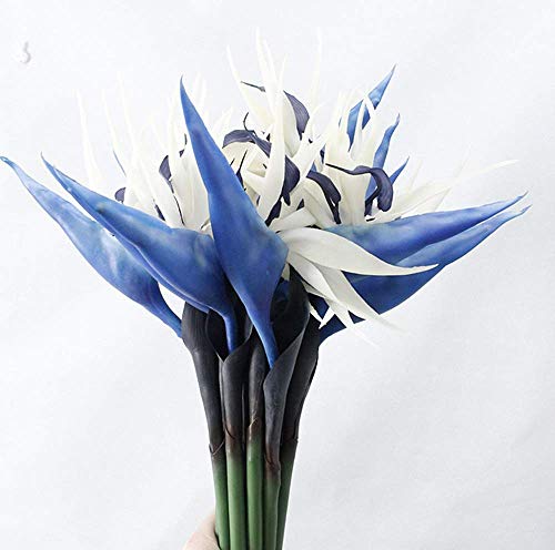 DODXIAOBEUL Large Bird of Paradise 32 Inch Permanent Flower,UV Resistant No Fade Flower Part is Made of Soft Rubber PU,Artificial Flower Plants for Home Office 2 Pcs (Blue)