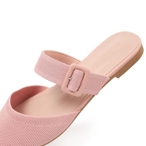 Image of Pointed Toe Mules for Women Flats，Slip On Mules Backless，Wide Width Mules，Mule Slides Flats Sandals