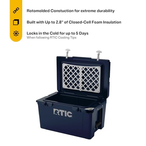 Image of RTIC Ultra-Tough Cooler Hard Insulated Portable Ice Chest Box for Beach, Drink, Beverage, Camping, Picnic, Fishing, Boat, Barbecue