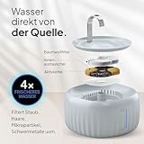 PrettyPaw Katzenbrunnen - Super leiser, BPA-freier 3L Trinkbrunnen für Katze mit LED und Aktivkohlefilter - Leicht zu reinigender Katzen Trinkbrunnen - Aqua Flow (Grau)