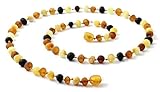Raw Baltic Amber Adult Necklace - 19.5 Inches Long - Unpolished Multicolor Beads - TipTopEco (Mix,...
