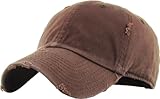 KBETHOS Vintage Washed Distressed Cotton Dad Hat Baseball Cap Adjustable Polo Trucker Unisex Style Headwear (Vintage) Brown Adjustable