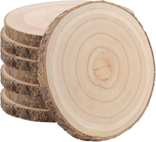 Wood Slices Wood Slices for Centerpieces Table Decorations Unfinished Rounds Wood for Crafts Wood Slice for Rustic Wedding Decoration Projects Natural Paulownia Wooden Slabs(10-11 inch 8 Pcs)