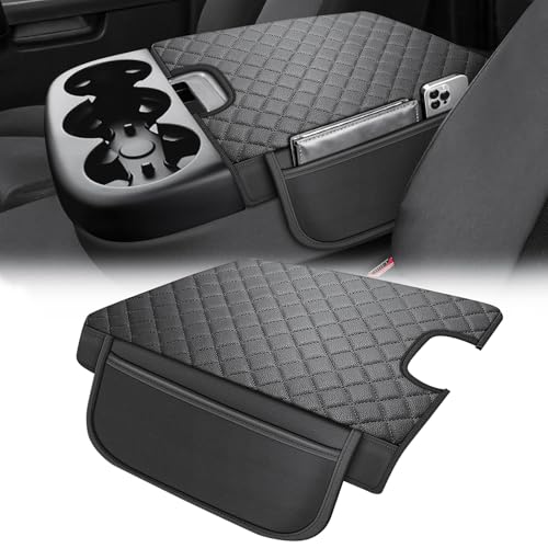 GAWAF Center Console Cover Fit for 2007-2013 Silverado Tahoe Sierra Yukon Suburban Avalanche Jump Seat, Car Armrest Cushion, Middle Console Cover for Trucks, Arm Rest Pad with 2 Side Pockets