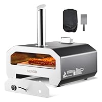 VEVOR 406 mm großer Doppelbrennstoff-Pizzaofen aus Holz und Propangas-Pizzamaschine mit Thermometer, tragbarer Eisen-Dpray, für Outdoor Camping und Hof