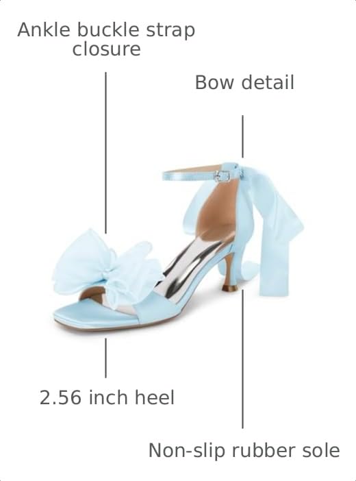Image of Coutgo Womens Bow Kitten Heels Sandals Square Open Toe Satin Dress Shoes