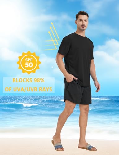Men's Short Sleeve UPF 50+ Swim Shirt Rash Guard SPF UV Sun Protection Quick Dry T-Shirts Water Beach Shirt2