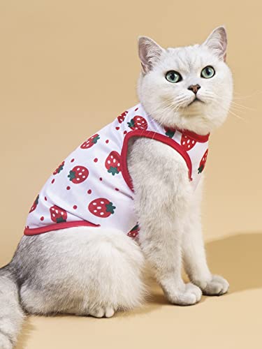 Qwinee Cute Dog Tank Top Fruit Strawberry Print Cat Puppy Shirt Breathable Lightweight Pet Vest Small Medium Large Dogs Cats Kitten Clothes Red Xxs #TOP2