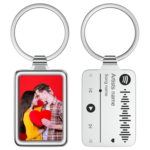 Skyeasure Schlüsselanhänger Personalisiert, Schlüsselanhänger mit Foto, Spotify Schlüsselanhänger Gravur, Schlüsselanhänger mit Bild Namen Personalisierte foto Geschenke