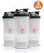 Fitness Mac Tri-Layered 22 oz Protein Shaker Cup with Twist n' Lock Vitamin and Protein Containers (Transparent/Black)