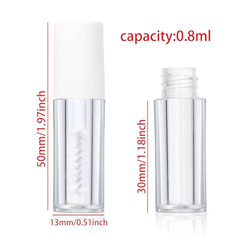 COSIDEA 52pcs 0.8ml White Empty mini mascara tubes with wand for castor oil 1ml eyelash serum tube packing sample size containers2