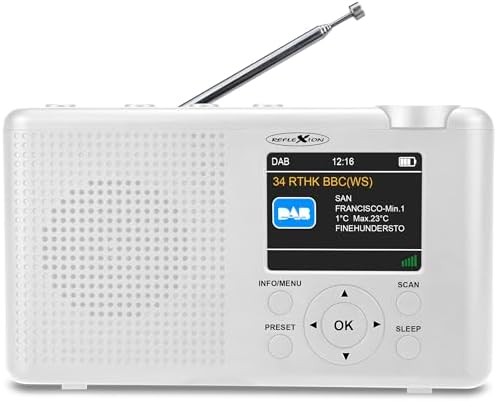 Reflexion TRA23DAB/WH, Tragbares UKW Radio mit DAB/DAB+ (16 Watt ...