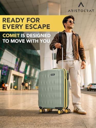 Image of Aristocrat Comet Cabin Polycarbonate Hard Case 8-Wheel Trolley Bag, Green