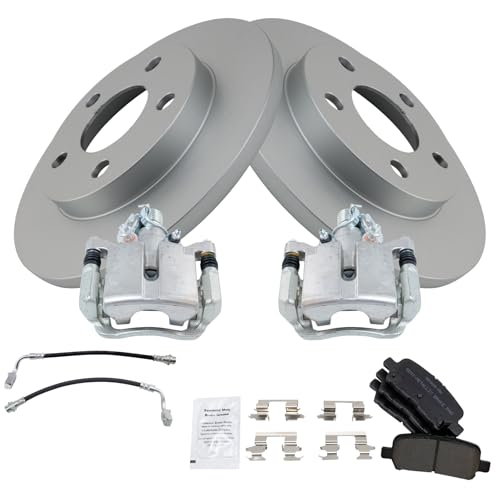 Image of TRQ Rear Brake Pad & Rotor Kit Semi-Metallic Premium G-Coated Compatible with 2011-2013 Chevrolet Impala 2014-2016 Impala Limited