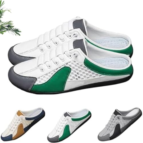 Men's Backless Sneakers, Closed Toe Half Drag Sneakers Anti-Slip Walking Shoes Fashionable Mens Slip On Mule Mesh Shoes for Spring Summer