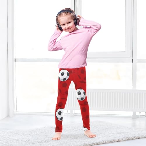 Ball on Red Girls Leggings,Workout Leggings for Girls Toddler Athletic Legging Size for 3-10T4