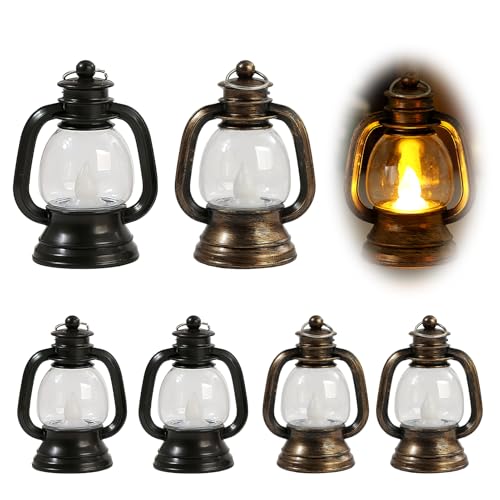 6 mini linternas LED, pequeñas linternas decorativas para Halloween y Navidad, mini farolillos LED vintage, adecuados para interiores y exteriores, festivales, bodas y fiestas decoración de mesa