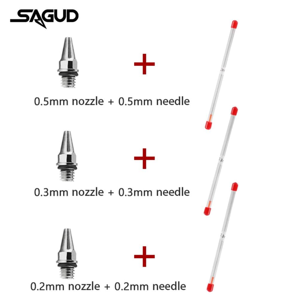Kit Aerografo Professionale – Con 3 Ugelli (0.3, 0.5, 0.8 Mm) E Coppette A Gravità, Per Modellismo E Decorazioni