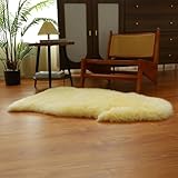 Altlue Lammfell Teppich Echt Lammfell Fellteppich Stuhlauflage Fell Deko Echtfell Sitzfell Stuhl Fell Für Stühle (70X100cm)(Beige)