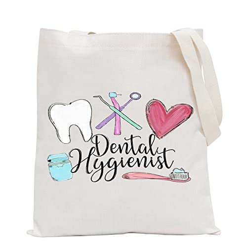POFULL Dental Hygiene Make Up Bag Dental Assistant Gift Dental Zipper Pouch Bag RDH Gift (Dental Hygiene Tote Bag)